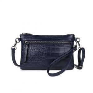 Wimona Schoudertasje / Clutch Croco Marta Donker Blauw