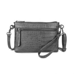 Wimona Schoudertasje / Clutch Croco Marta Grijs