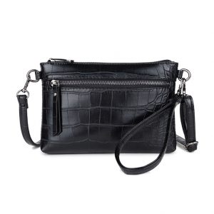 Wimona Schoudertasje / Clutch Croco Marta Zwart