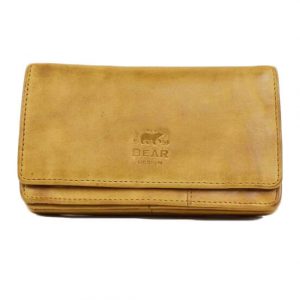 Bear Design Dames Portemonnee met Overslag Cow Lavato Oker Geel