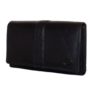 Leather Design Dames Portemonnee Croco Zwart
