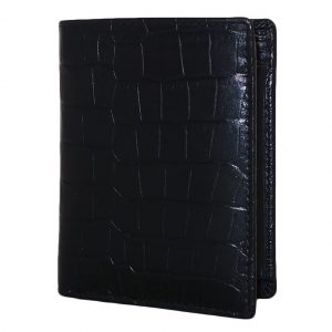 Leather Design Portemonnee Croco met Kaarthouder Vak Zwart
