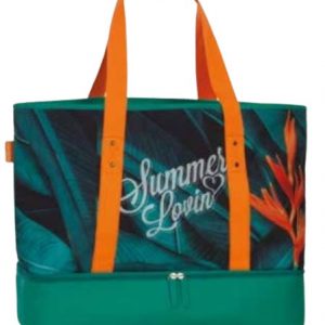 strandtas met koelvak 50 x 43 cm polyester groen