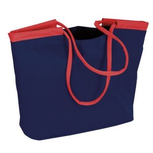 strandtas nylon donkerblauw/rood