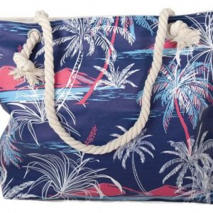 strandtas palmboom dames 44 x 35 cm polyester blauw