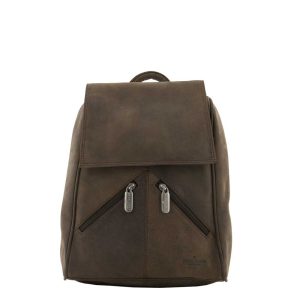 Bear Design Dark Nature Rugtas Met Flap brown Damestas