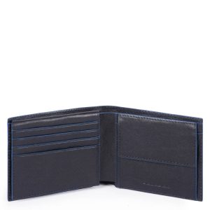 Piquadro Blue Square S Matte Men's Wallet With Flip Up ID Night Blue