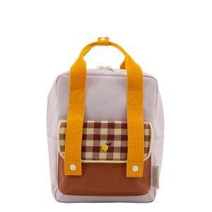 Sticky Lemon Gingham Backpack Small chocolate sundae daisy yellow mauve lilac