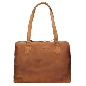 Chesterfield leren laptoptas dames 13" Flint cognac