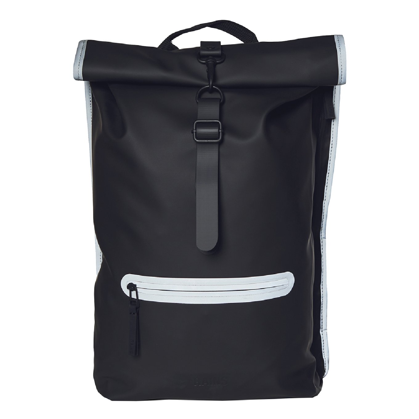 Rains Rolltop Rucksack Reflective black reflective backpack Tas2go