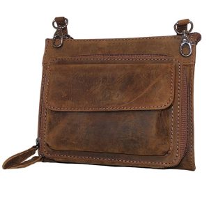 Leather Design Leren Schoudertasje / Heuptasje Bruin