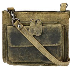 Leather Design Leren Schoudertasje / Heuptasje Groen