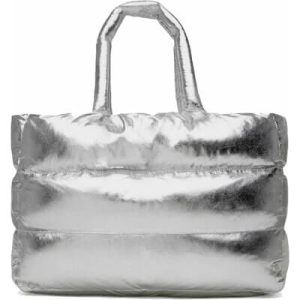 Depeche leren Puffer Shopper zilver