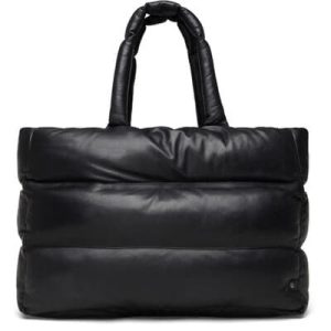 Depeche leren Puffer Shopper zwart