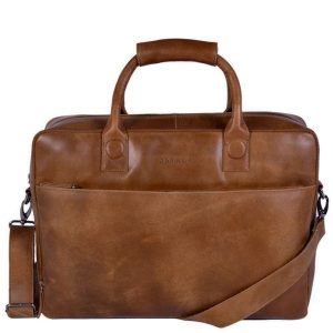 DSTRCT Fletcher Street Business Laptoptas 17,3 inch + Sleutelhanger cognac