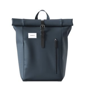 Sandqvist Dante dark slate with black leather backpack