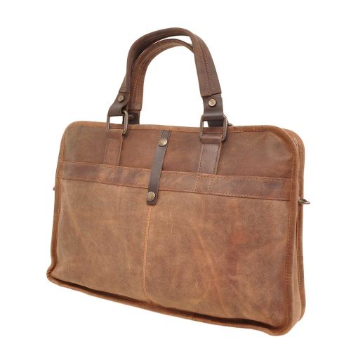 Barbarossa Ruvido Leren Laptoptas 13 inch Coffee