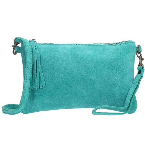 Charm Suède Clutch / Avondtasje Aqua Blauw