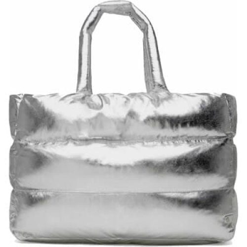 Depeche leren Puffer Shopper zilver