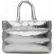 Depeche leren Puffer Shopper zilver
