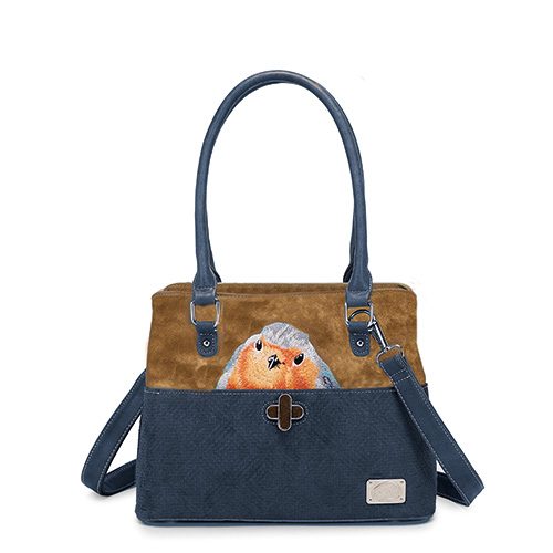 Hi-di-hi Handtas/Schoudertas Babbler Bruin/Navy Blauw