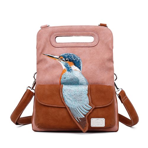 Hi-di-hi Handtas/Schoudertas Kingfisher Cognac/Powder Pink