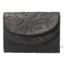 Leather Design Compacte Portemonnee Flower Navy Blauw