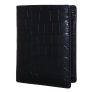 Leather Design Portemonnee Croco met Kaarthouder Vak Zwart