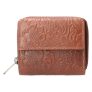 Leather Design Portemonnee Flower Bruin