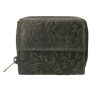 Leather Design Portemonnee Flower Groen