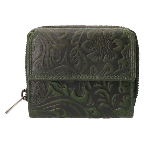 Leather Design Portemonnee Flower Groen