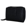 Leather Design Portemonnee met Kaarthouder Vak en Ritsvak Croco Zwart