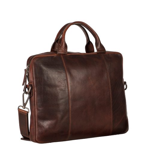Leonhard Heyden Roma Slim Zipped Briefcase 1 Compartment brown