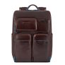 Piquadro Blue Square Computer Backpack With iPad Pro brown backpack