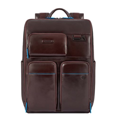 Piquadro Blue Square Computer Backpack With iPad Pro brown backpack