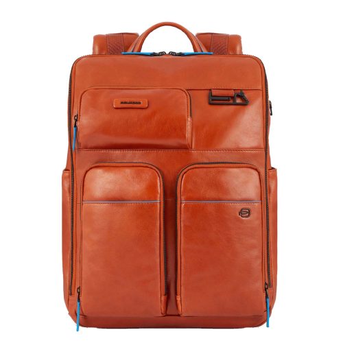 Piquadro Blue Square Computer Backpack With iPad Pro cognac backpack