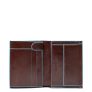 Piquadro Blue Square Vertical Wallet 10 Cards With Coin Case Mahogany