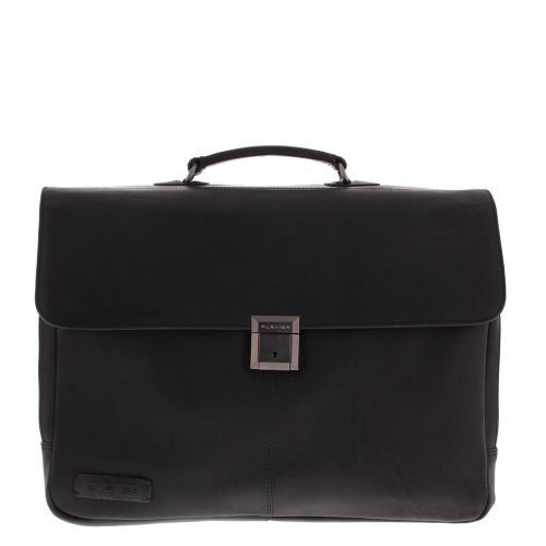 Plevier Decca Leren 2-vak Laptoptas 17,3 inch Zwart