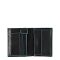 Piquadro Blue Square Vertical Wallet 10 Cards With Coin Case Black