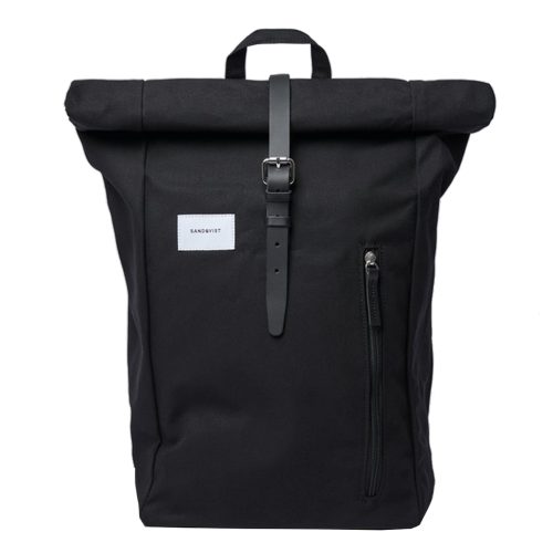 Sandqvist Dante Backpack metal hook, black with black webbing backpack