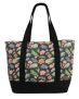 strandtas Floral dames 35 liter katoen zwart