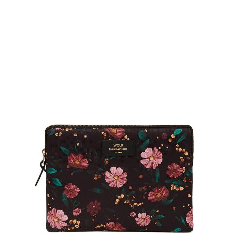 Wouf Black Flowers iPad hoes black Laptopsleeve